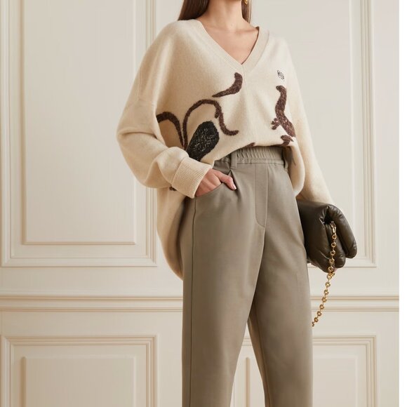 Brunello Cucinelli Pants Military Green Relax Pull On Style Size 8 New Tag $1950 - Picture 2 of 10